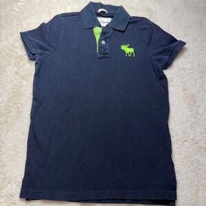 Abercrombie Kids Black Green Polo Shirt Moose Logo Short Sleeve Size Youth XL